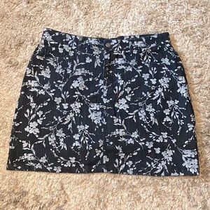 Croft and Borrow Womens Floral Blue Jean Skirt